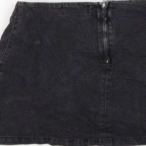 New Look Girls Black Cotton A-Line Skirt Size 13 Years Regular Zip