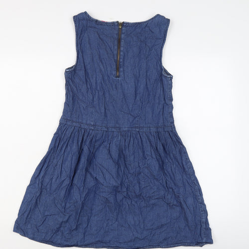 Dorothy Perkins Womens Blue Cotton A-Line Size 10 Round Neck Zip
