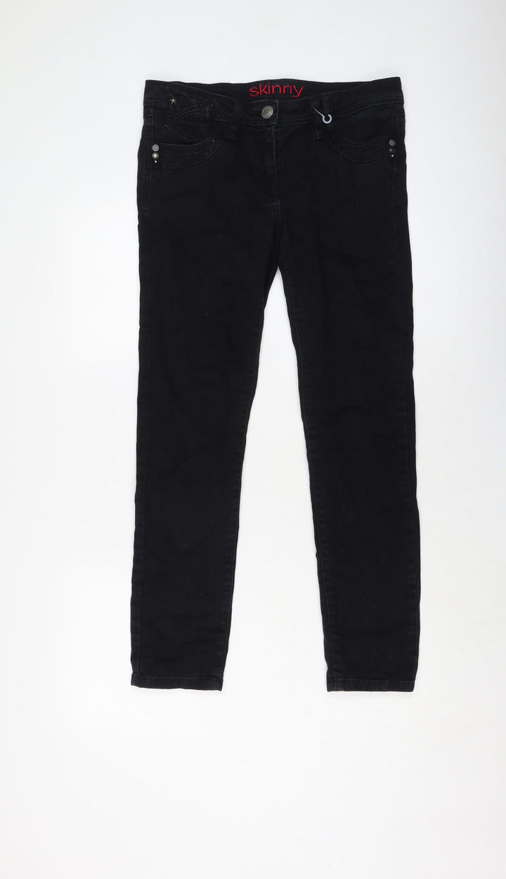 NEXT Womens Blue Cotton Skinny Jeans Size 10 L29 in Regular Button