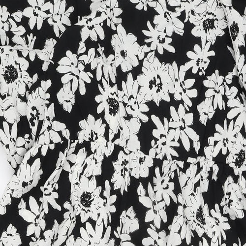 Marks and Spencer Womens Blue Floral Polyester A-Line Size 16 Square Neck Tie