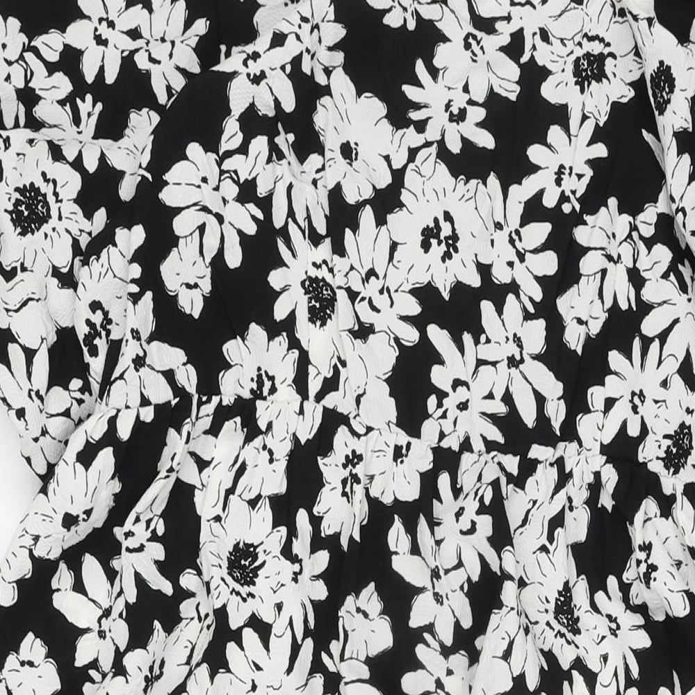 Marks and Spencer Womens Blue Floral Polyester A-Line Size 16 Square Neck Tie