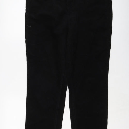 Marks and Spencer Womens Black Cotton Trousers Size 18 L26 in Regular Button