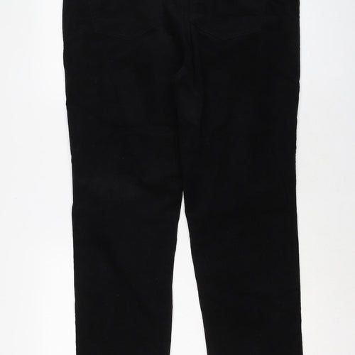 Marks and Spencer Womens Black Cotton Trousers Size 18 L26 in Regular Button