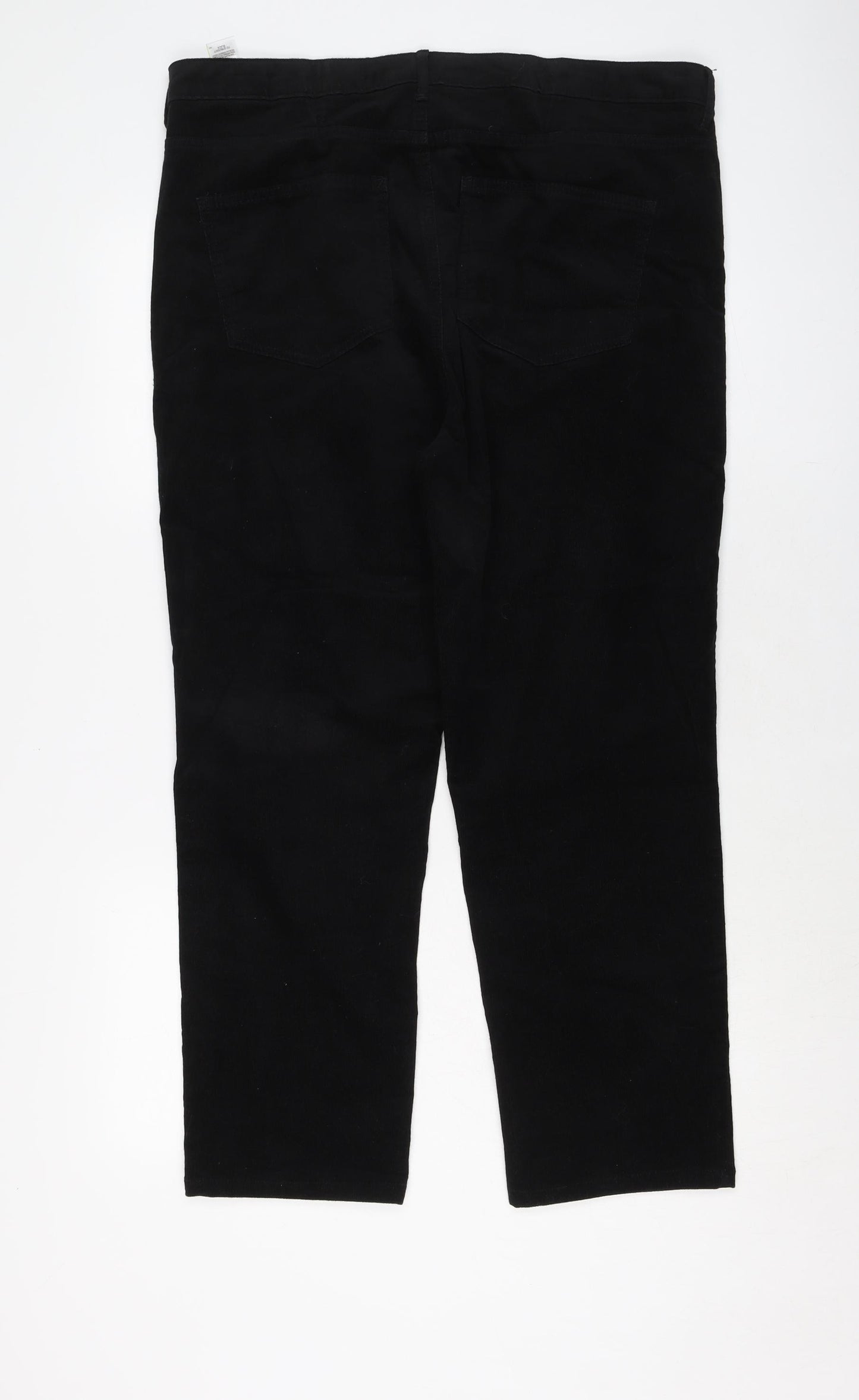 Marks and Spencer Womens Black Cotton Trousers Size 18 L26 in Regular Button