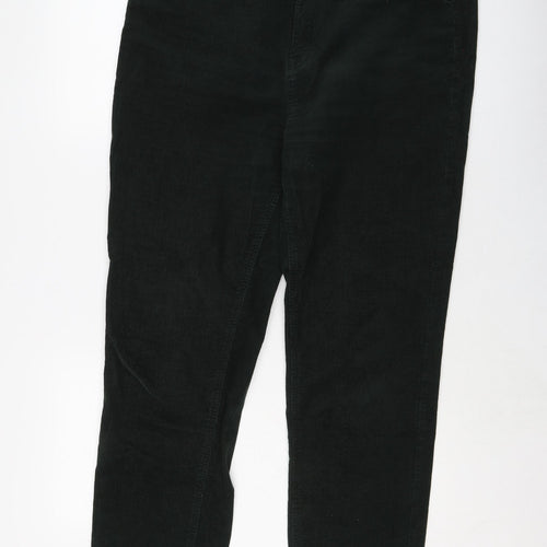 Marks and Spencer Womens Green Cotton Trousers Size 18 L27 in Regular Button