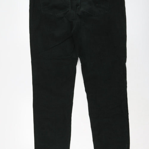 Marks and Spencer Womens Green Cotton Trousers Size 18 L27 in Regular Button