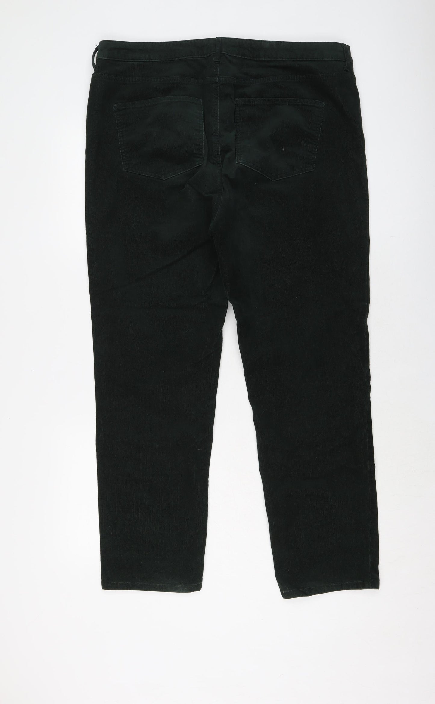 Marks and Spencer Womens Green Cotton Trousers Size 18 L27 in Regular Button