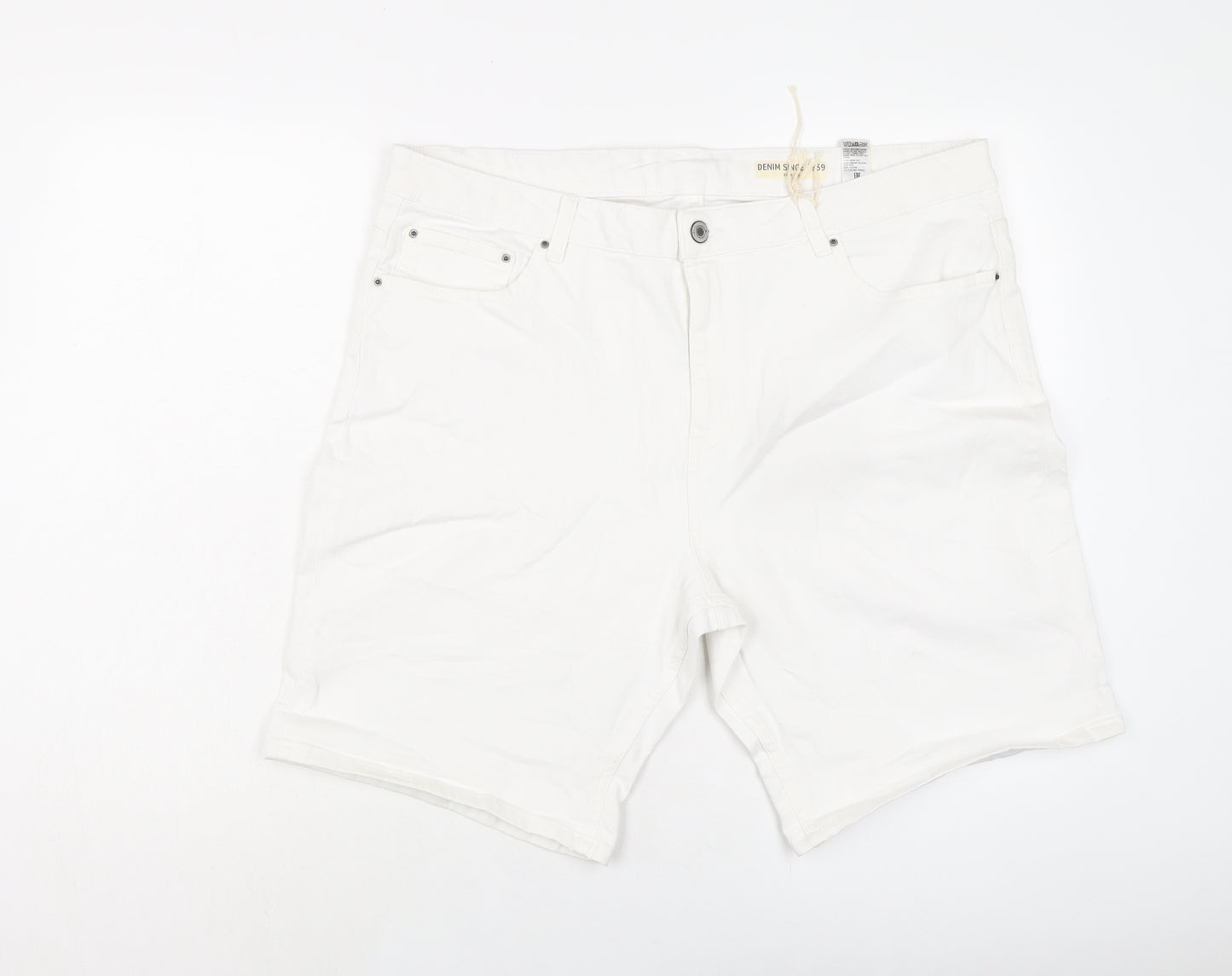 Marks and Spencer Womens White Cotton Mom Shorts Size 20 L10 in Regular Button