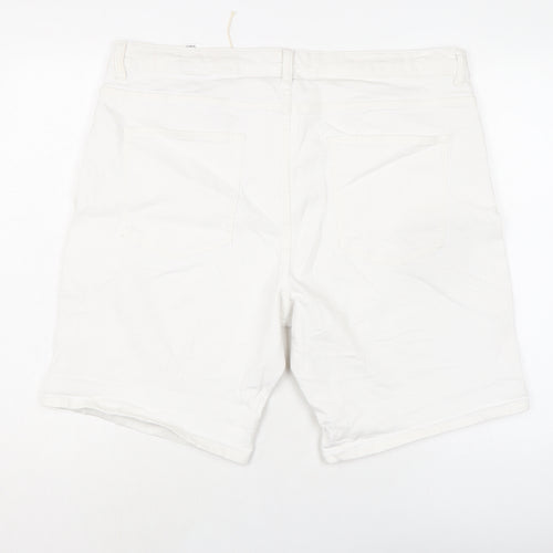 Marks and Spencer Womens White Cotton Mom Shorts Size 20 L10 in Regular Button