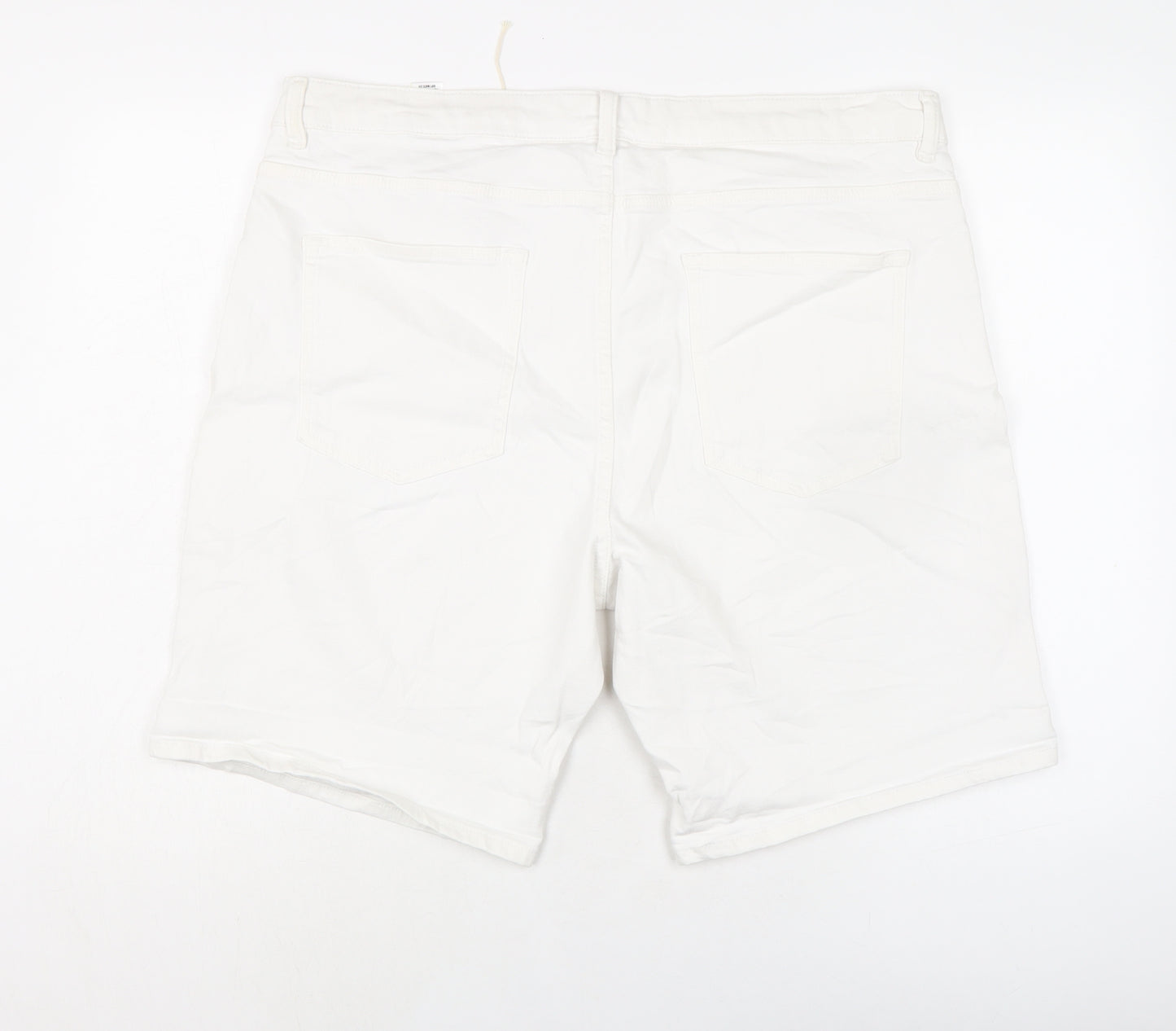 Marks and Spencer Womens White Cotton Mom Shorts Size 20 L10 in Regular Button