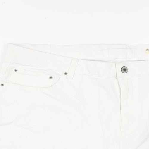 Marks and Spencer Womens White Cotton Mom Shorts Size 20 L10 in Regular Button