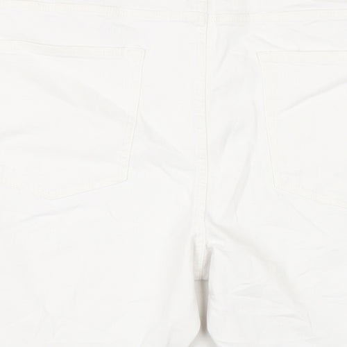 Marks and Spencer Womens White Cotton Mom Shorts Size 20 L10 in Regular Button