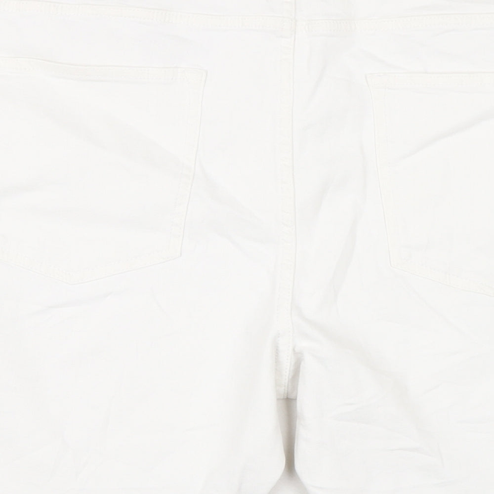 Marks and Spencer Womens White Cotton Mom Shorts Size 20 L10 in Regular Button