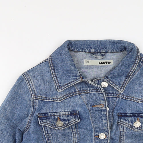 Topshop Womens Blue Jacket Size 8 Button