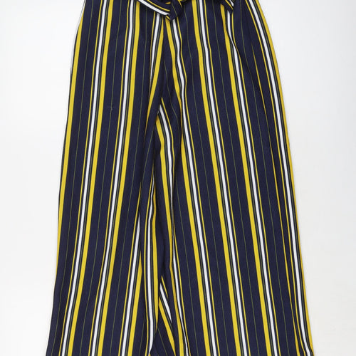 Cameo Rose Womens Beige Striped Polyester Trousers Size 8 L20 in Regular Drawstring