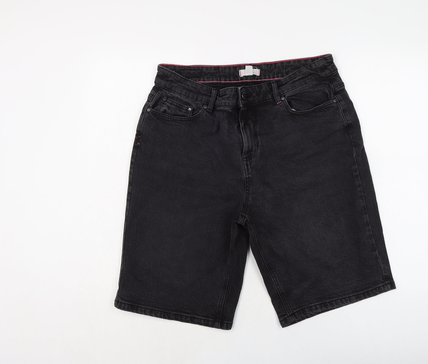 Joules Womens Black Cotton Bermuda Shorts Size 14 L12 in Regular Button