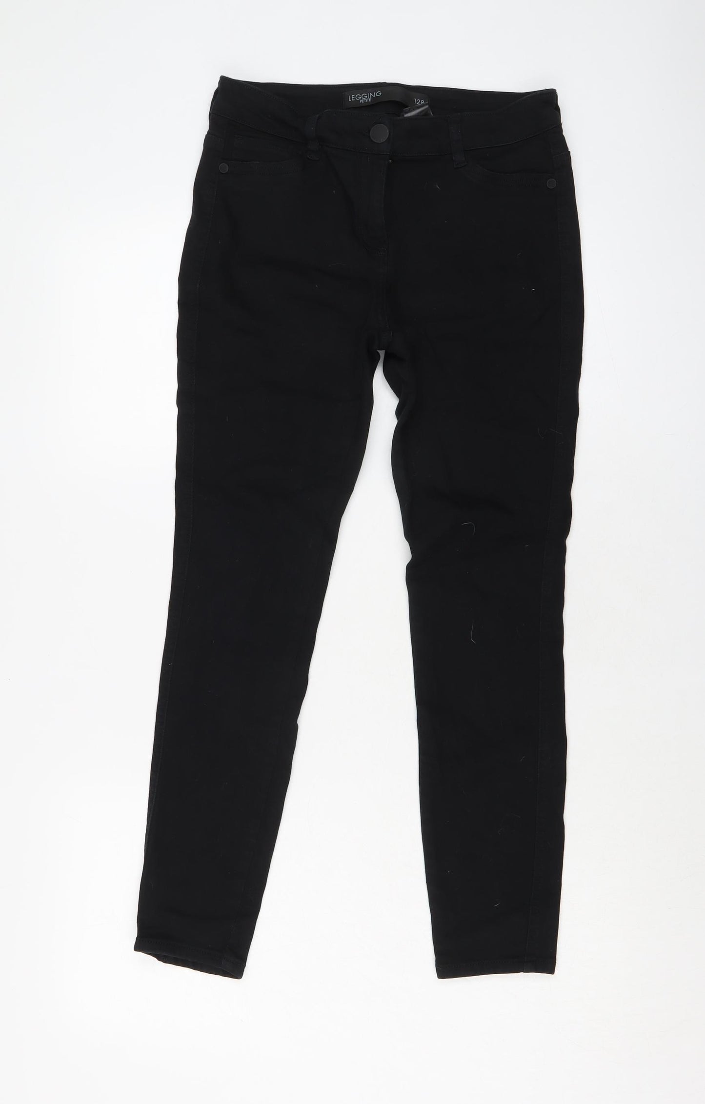 NEXT Womens Black Cotton Jegging Jeans Size 12 L26 in Regular Button