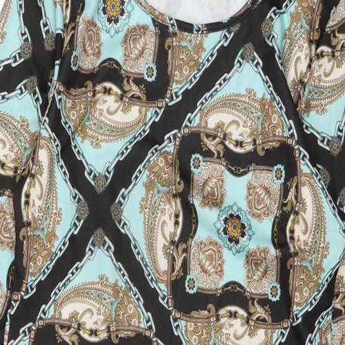 Blonde & Blonde Womens Multicoloured Geometric Polyester Bodycon Size 14 Round Neck Pullover
