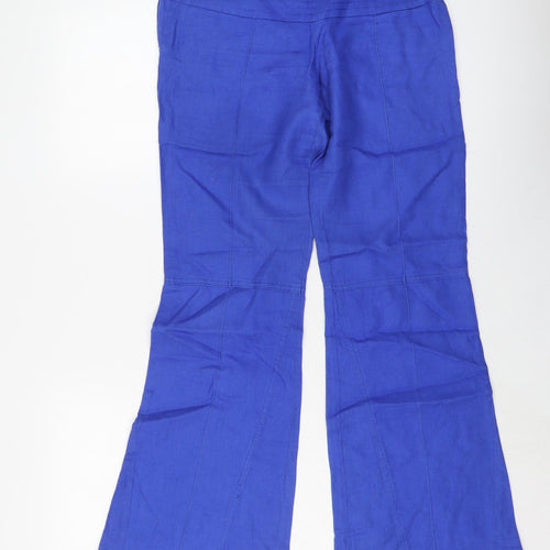 Le Lis Blanc Womens Blue Linen Trousers Size 6 L30 in Regular Zip
