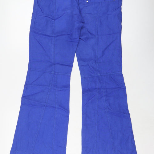 Le Lis Blanc Womens Blue Linen Trousers Size 6 L30 in Regular Zip