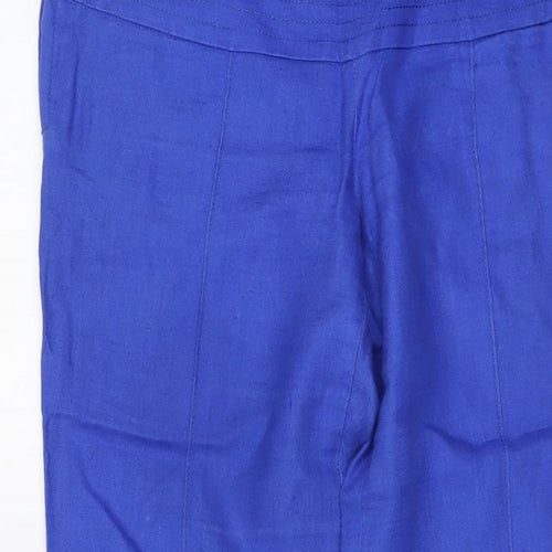 Le Lis Blanc Womens Blue Linen Trousers Size 6 L30 in Regular Zip