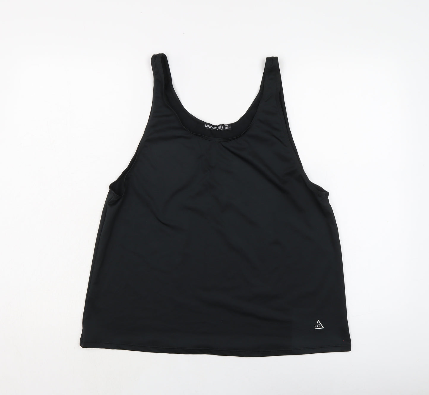 Boohoo Womens Black Polyester Basic Tank Size 6 Round Neck Pullover