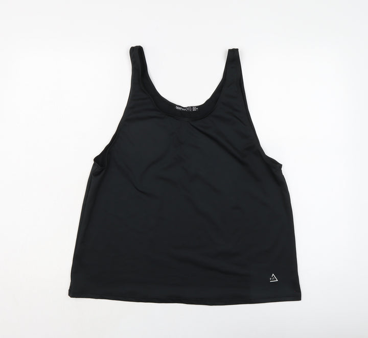 Boohoo Womens Black Polyester Basic Tank Size 6 Round Neck Pullover