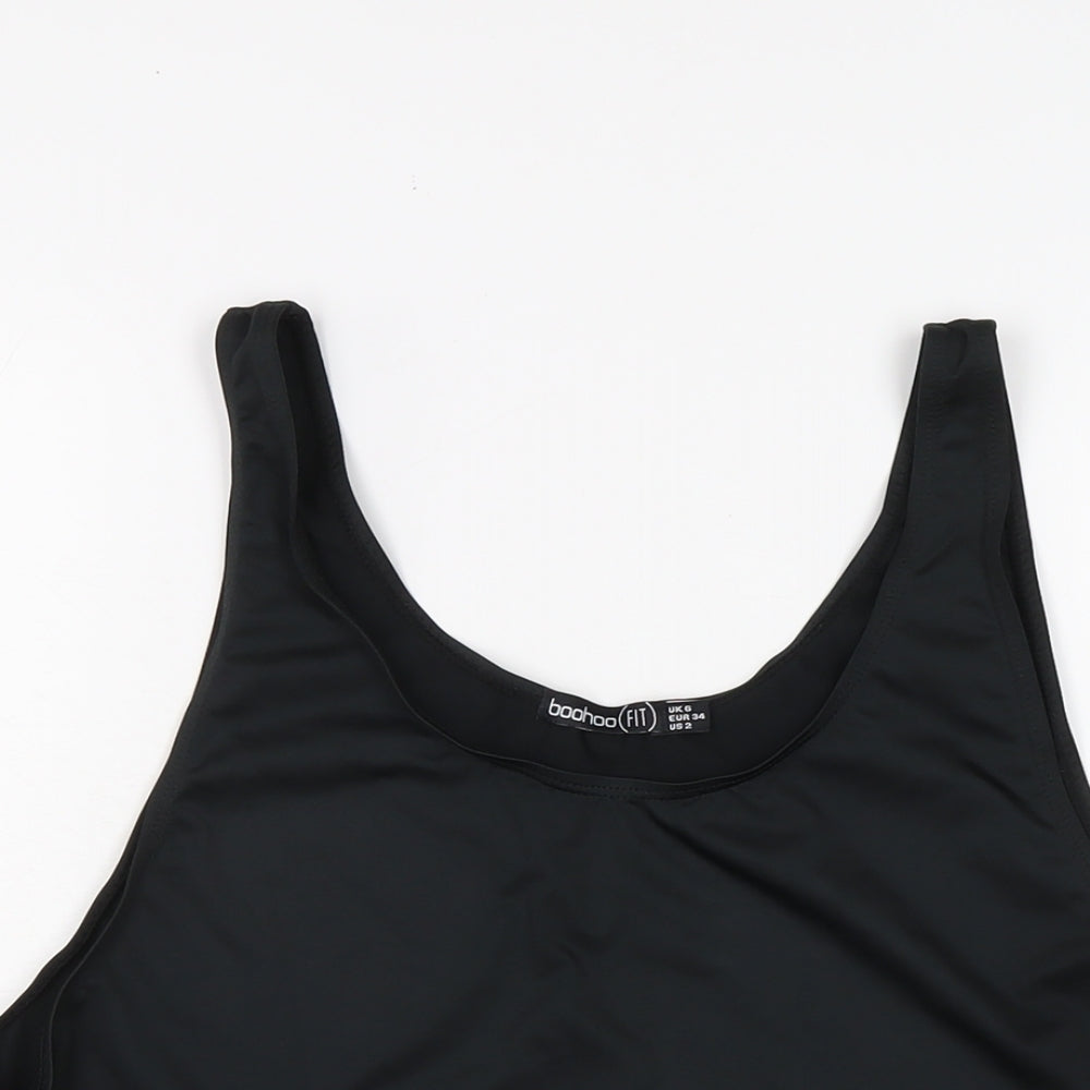 Boohoo Womens Black Polyester Basic Tank Size 6 Round Neck Pullover