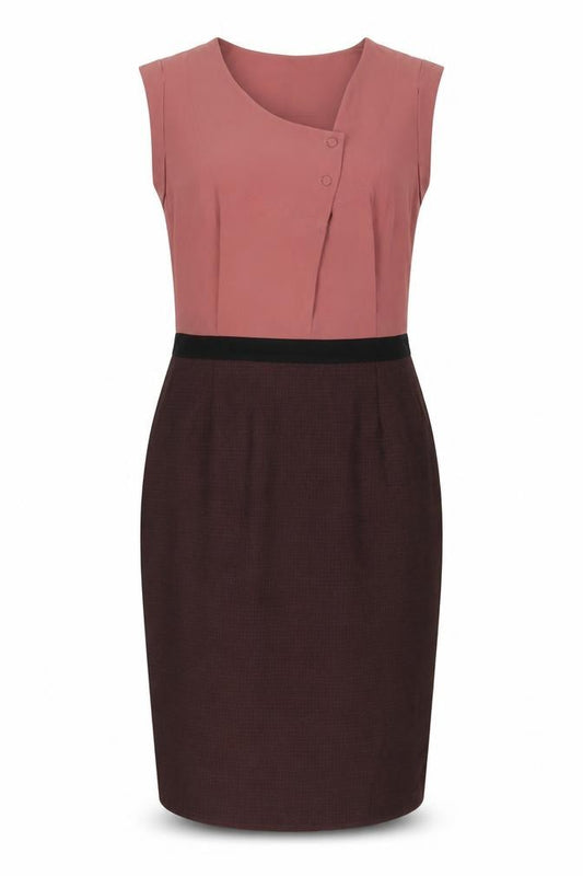 Front view of Next women’s pink polyester sheath, size UK 12, round neck zip