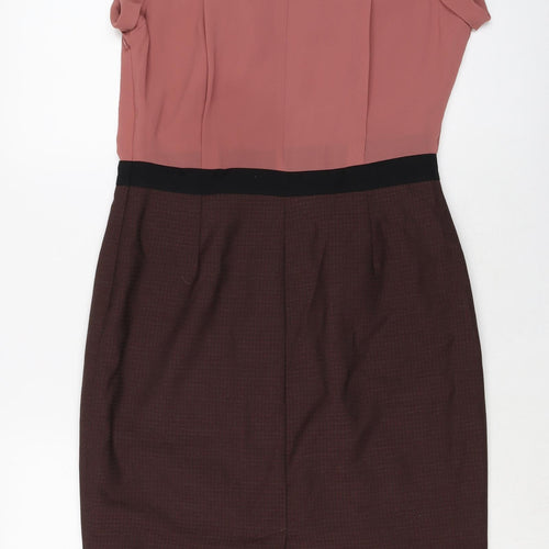 NEXT Womens Pink Polyester Sheath Size 12 Round Neck Zip