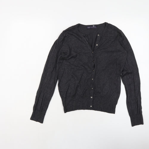 Marks and Spencer Womens Grey Crew Neck Viscose Cardigan Jumper Size 8