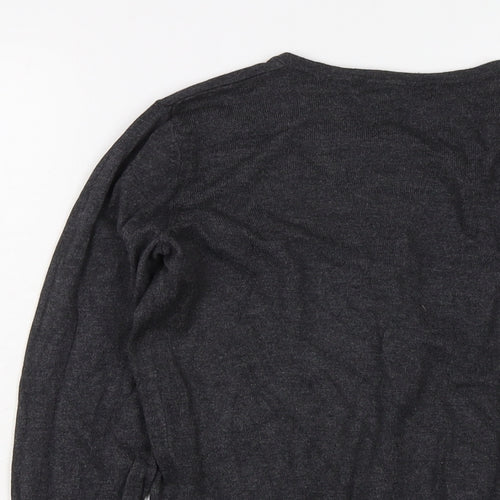 Marks and Spencer Womens Grey Crew Neck Viscose Cardigan Jumper Size 8