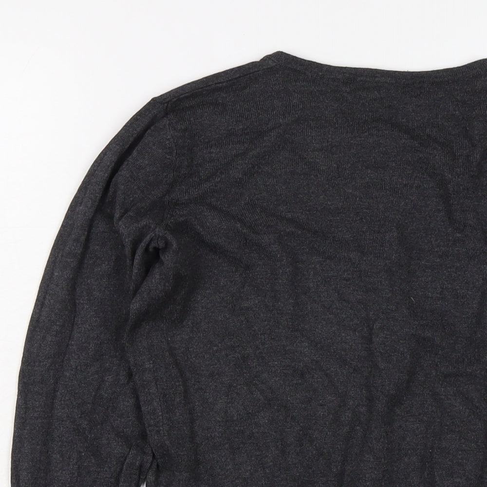 Marks and Spencer Womens Grey Crew Neck Viscose Cardigan Jumper Size 8