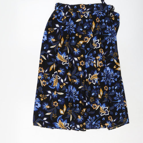 Marks and Spencer Womens Beige Floral Polyester Wrap Skirt Size 6 Tie