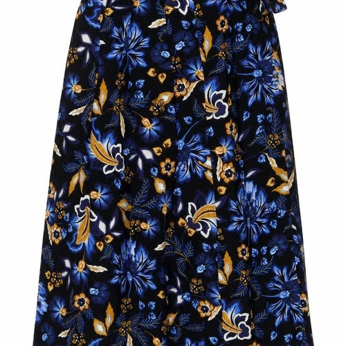 Marks and Spencer Womens Beige Floral Polyester Wrap Skirt Size 6 Tie
