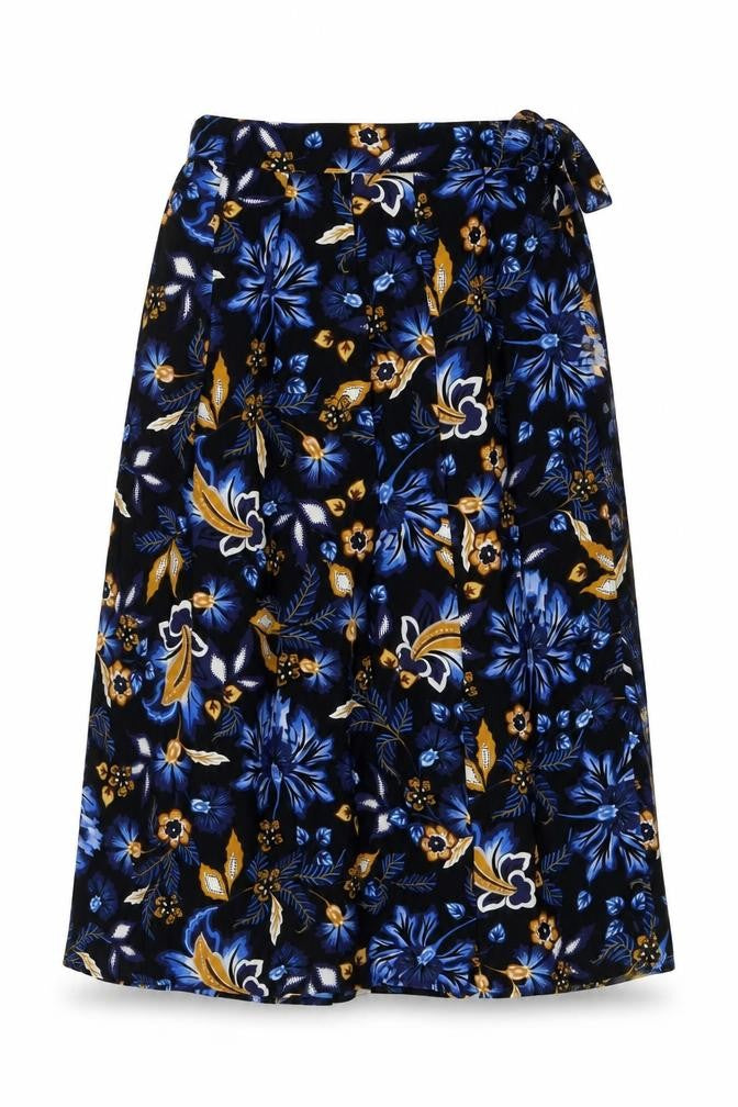 Marks and Spencer Womens Beige Floral Polyester Wrap Skirt Size 6 Tie