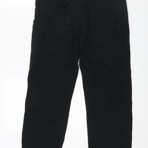 Denim & Co. Mens Black Cotton Straight Jeans Size 32 in L30 in Regular Zip