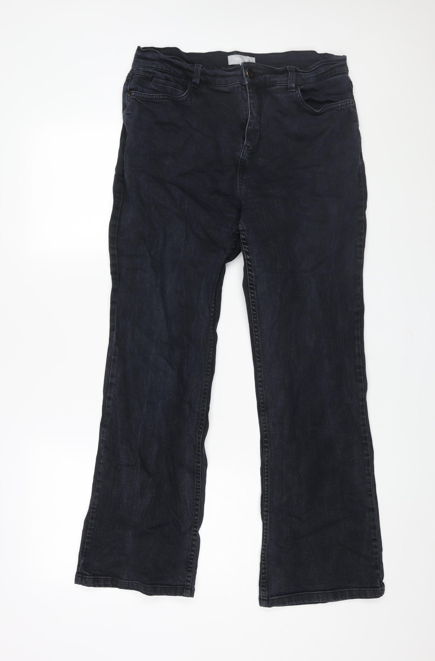 Per Una Womens Blue Cotton Bootcut Jeans Size 14 L30 in Regular Zip