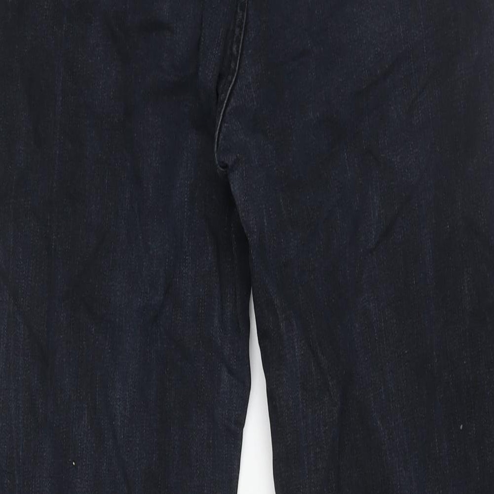 Per Una Womens Blue Cotton Bootcut Jeans Size 14 L30 in Regular Zip