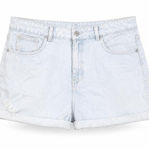 Aere Womens Blue Cotton Boyfriend Shorts Size 32 in Regular Zip - Distressed