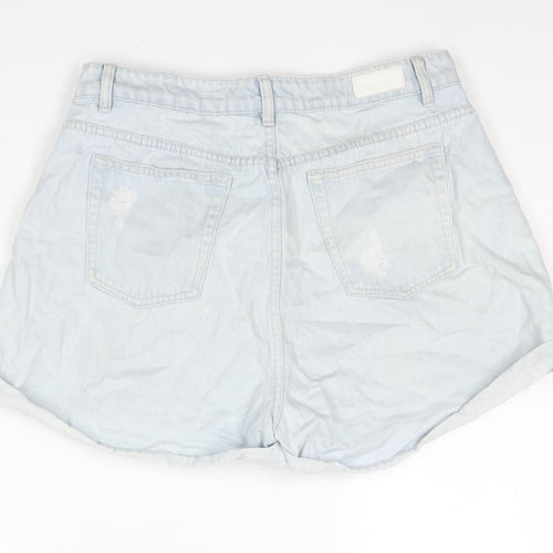Aere Womens Blue Cotton Boyfriend Shorts Size 32 in Regular Zip - Distressed