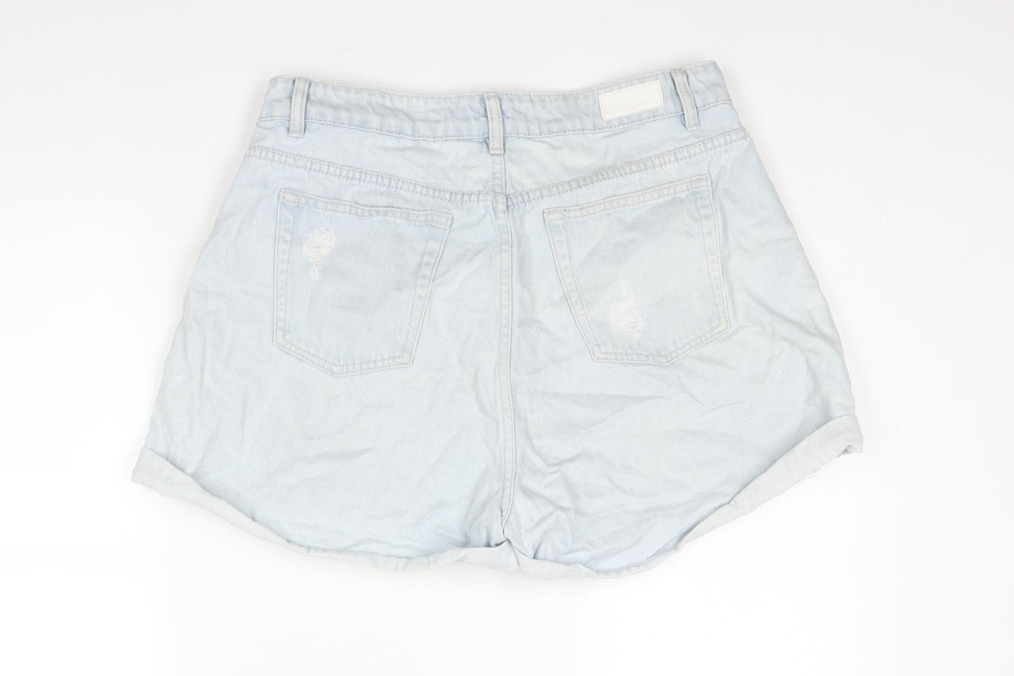 Aere Womens Blue Cotton Boyfriend Shorts Size 32 in Regular Zip - Distressed
