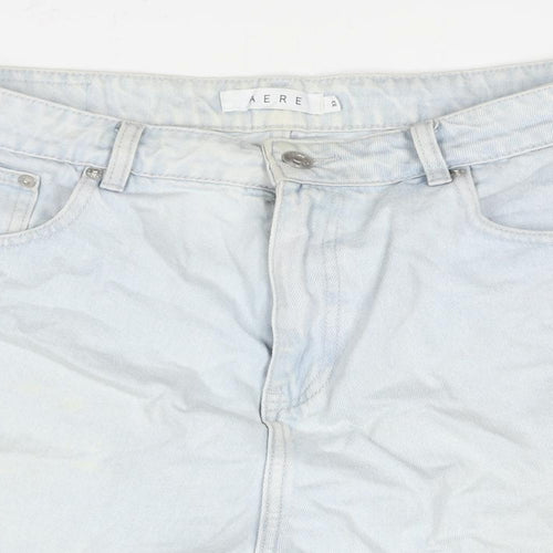 Aere Womens Blue Cotton Boyfriend Shorts Size 32 in Regular Zip - Distressed
