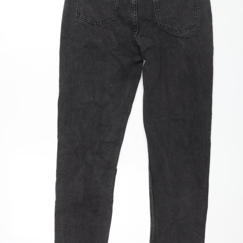 Denim & Co. Womens Grey Cotton Mom Jeans Size 14 L27 in Regular Zip - Raw Hem