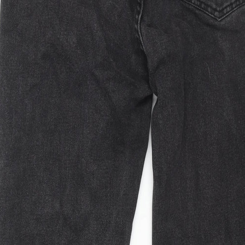 Denim & Co. Womens Grey Cotton Mom Jeans Size 14 L27 in Regular Zip - Raw Hem
