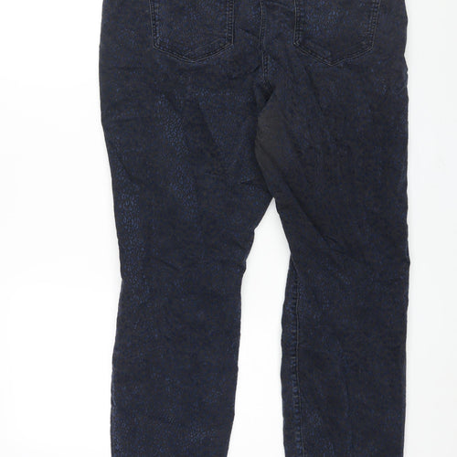TU Womens Black Animal Print Cotton Straight Jeans Size 20 L28 in Regular Zip - Velvet Leopard Print