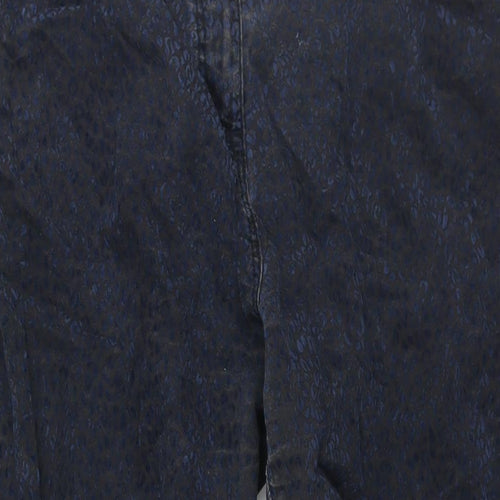 TU Womens Black Animal Print Cotton Straight Jeans Size 20 L28 in Regular Zip - Velvet Leopard Print