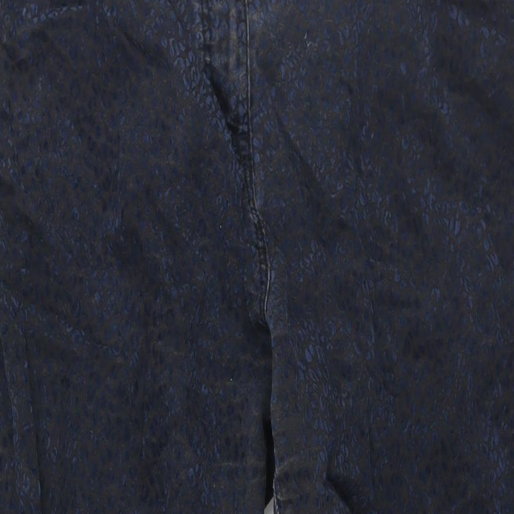 TU Womens Black Animal Print Cotton Straight Jeans Size 20 L28 in Regular Zip - Velvet Leopard Print