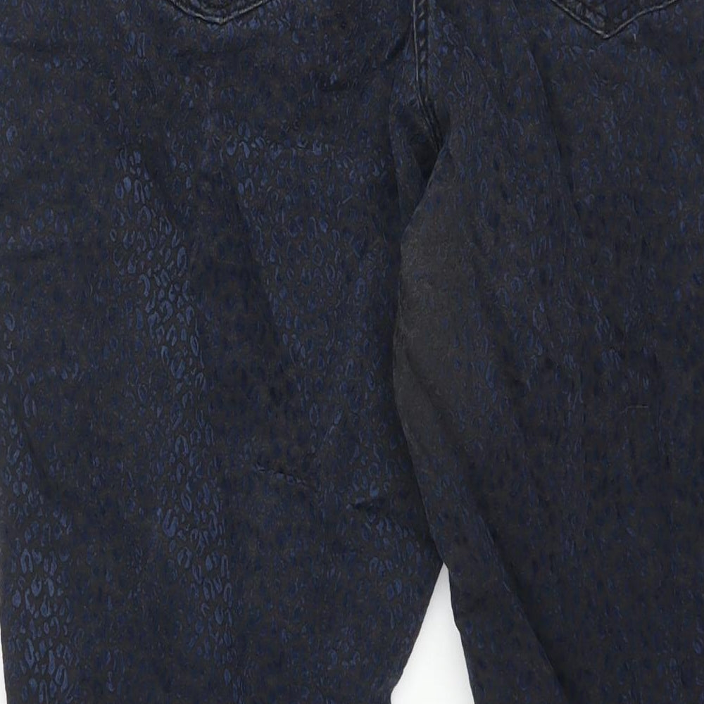 TU Womens Black Animal Print Cotton Straight Jeans Size 20 L28 in Regular Zip - Velvet Leopard Print