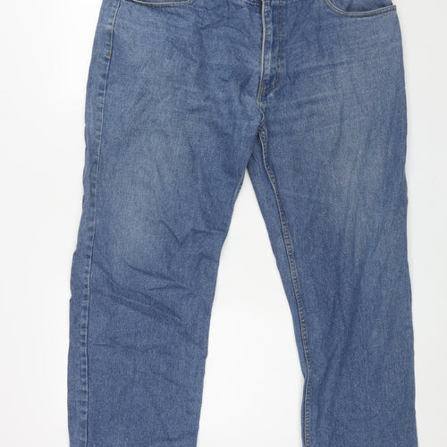 George Mens Blue Cotton Straight Jeans Size 40 in L29 in Regular Zip